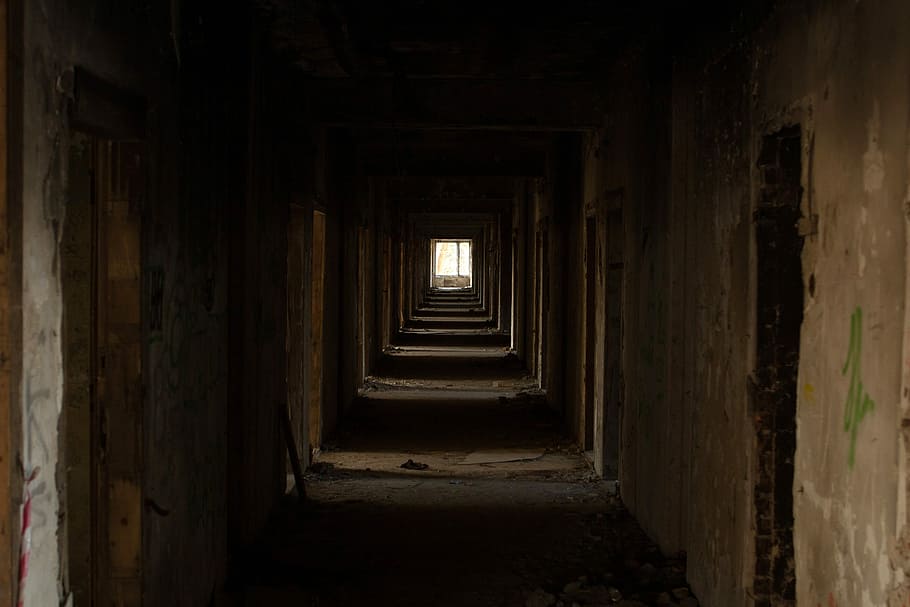 oscuro, corredor, Corredor Oscuro, Rusia, fotos, dominio público, túnel, Vladivostok, antiguo, sucio