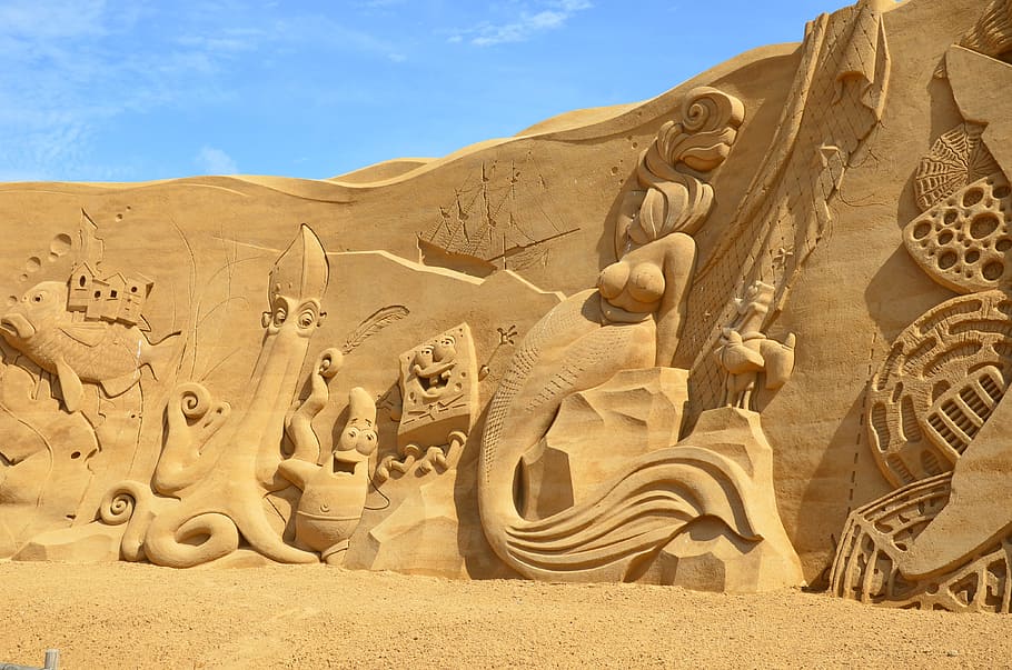 sand sculptures, art, sculpture, artwork, denmark, søndervig, sand, festival, sand picture, sandworld