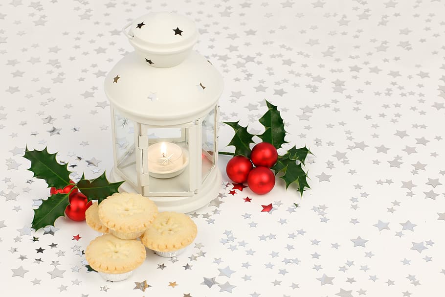 white, candle lantern, chrysanthemum, cookies, tealight, lantern, background, candle, christmas, colorful