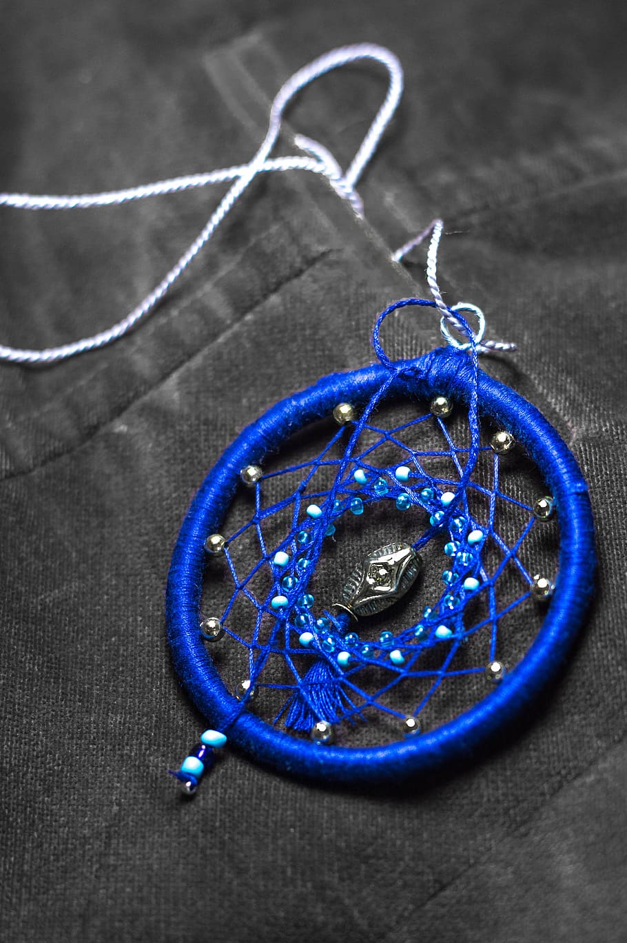 dream catcher, necklace, beads, fashion, jewelry, handcrafted, wires, apparel, artifacts, blue