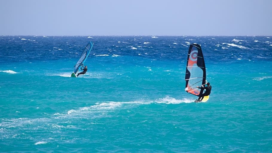 windsurfing, sport, sea, extreme, surfing, windsurfer, recreation, active, action, water