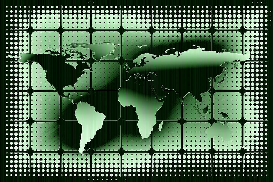 ilustrasi peta dunia, Matriks, Bumi, Global, Internasional, ruang, siluet, komunikasi, perangkat lunak, pc