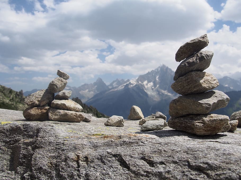 mountain, cairn, roc, summit, rock, solid, sky, cloud - sky, rock - object, balance