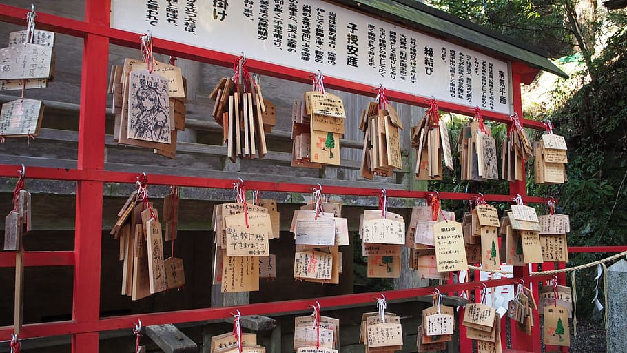 red wooden stand, japan, shrine, kyoto, ema, tourism, history, scenic, attractions, go sightseeing