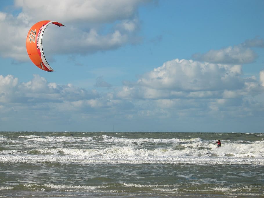 esportes, surf, kitesurf, mar, água, vento, marca, esporte, praia, voando
