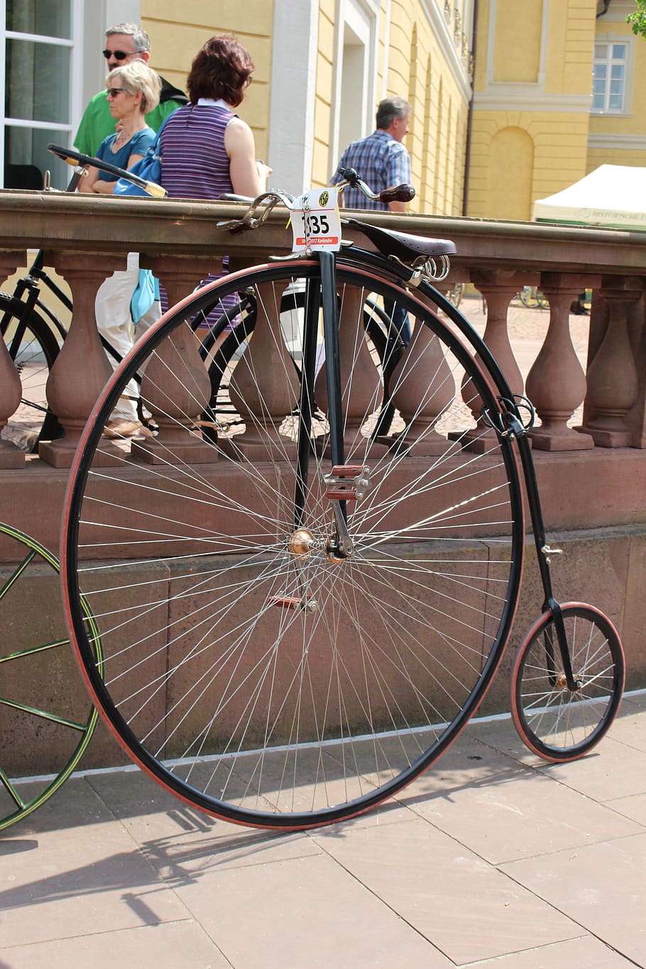 penny- farthing, bicycle, old, bicycles, cycle, wheel, bike, antique, architecture, transportation