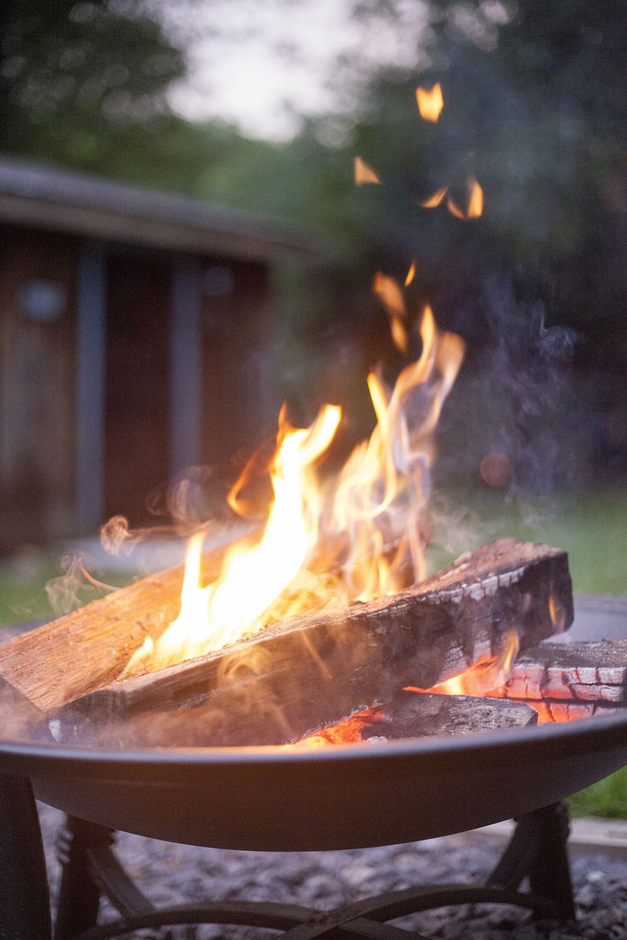 brown, firewood, burning, fire pit, daytime, camping, fire, firepit, night, woods