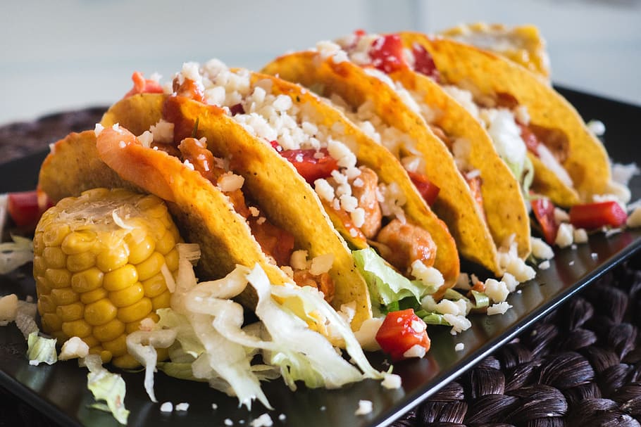 chicken tacos cheese sweetcorn, Chicken, Tacos, Cheese, Sweetcorn, food, no People, selective Focus, freshness, gourmet