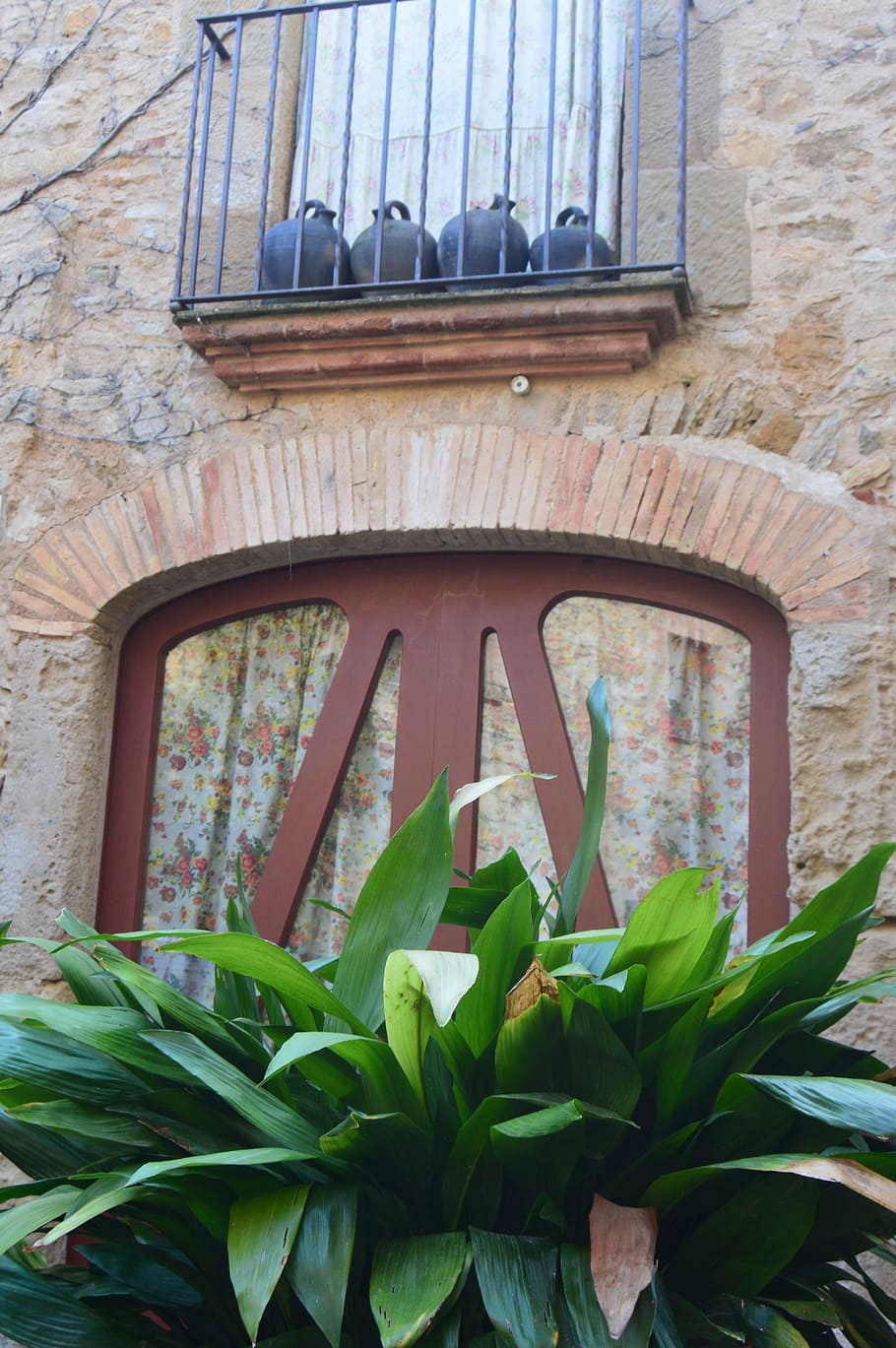 balcony, portal, medieval, door, old door, architecture, plant, window, built structure, leaf