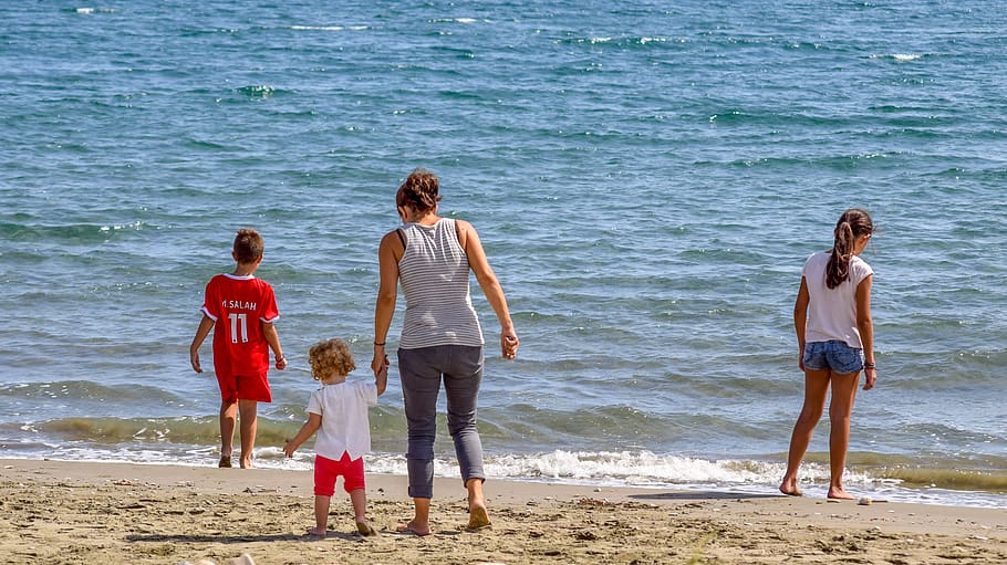 mother, children, family, outdoors, beach, leisure, together, love, happiness, motherhood