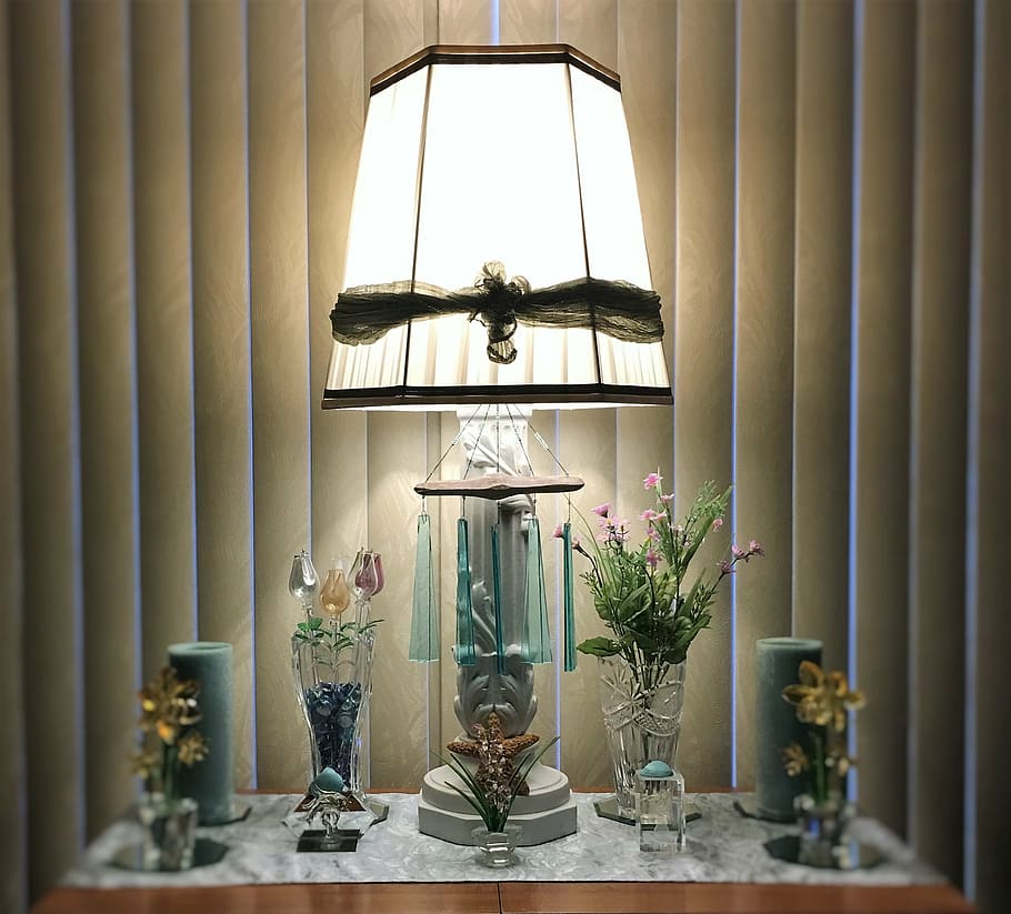 home, lamp, decor, indoors, lighting equipment, home interior, curtain, table, window, electric lamp