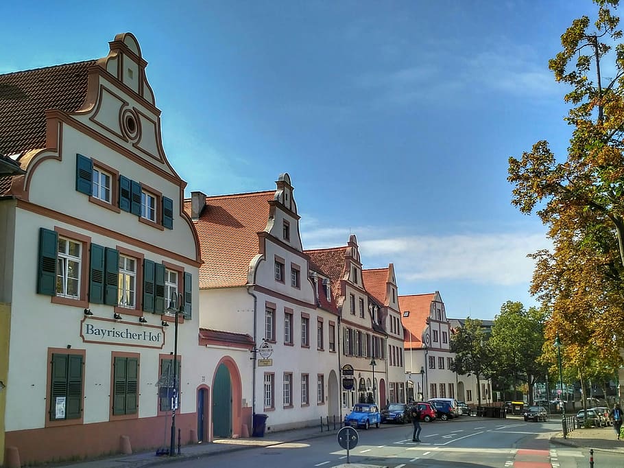 Darmstadt, Hesse, Alemanha, Velho, Suburbano, Suburbano antigo, Edifício antigo, Locais de interesse, Arquitetura, Céu