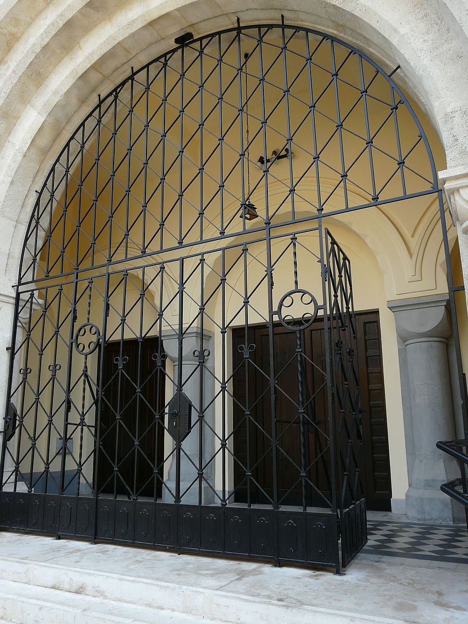 the martin declaration, budapest, church, entrance, hungary, wrought iron, architecture, built structure, building, building exterior