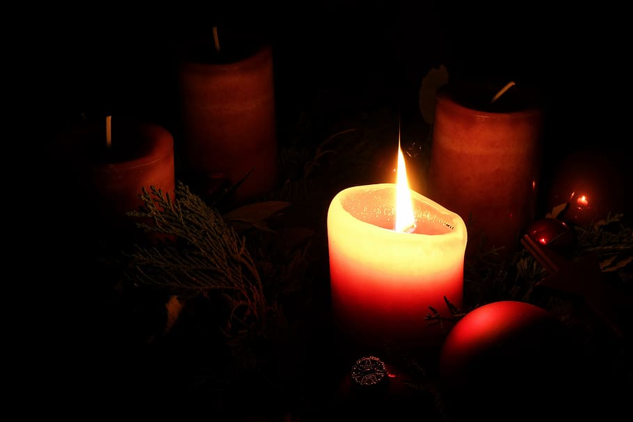 beige candle, advent, advent wreath, christmas, candle, flame, meditative, red, yellow, candle flame