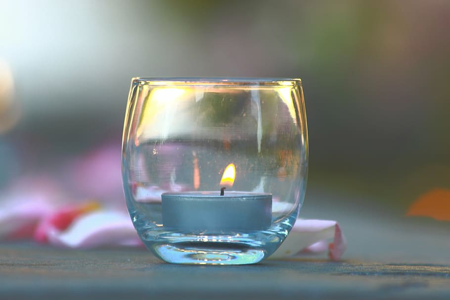 clear, glass candle holder, pillar candle, candle, wedding, decoration, table, romantic, glass, romance