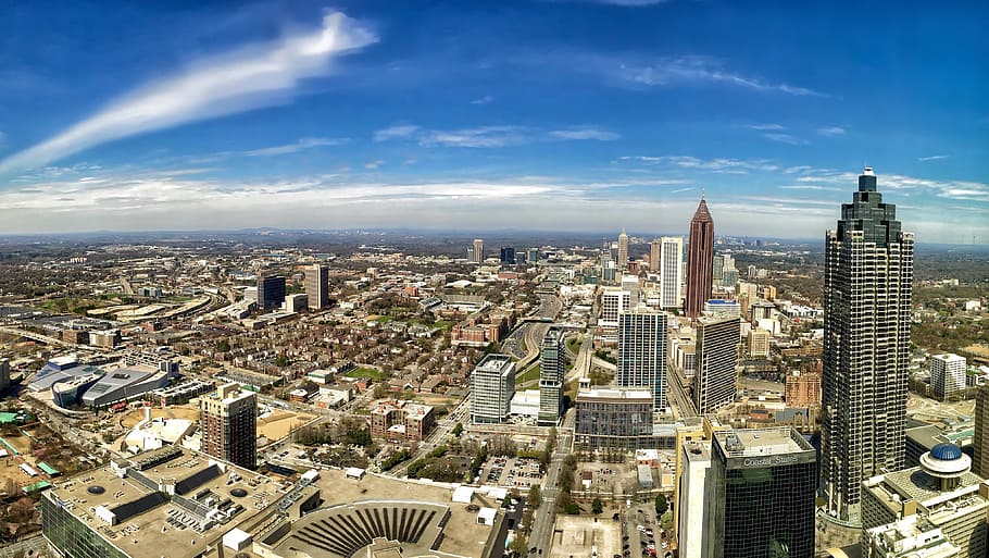 Atlanta, Skyline, iPhone 6, pássaro, olho, vista, fotografia, edifícios altos, exterior do edifício, paisagem urbana