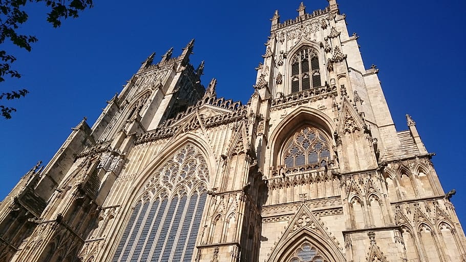 york minster, yorkshire, york, uk, cathedral, low angle view, building exterior, architecture, built structure, sky