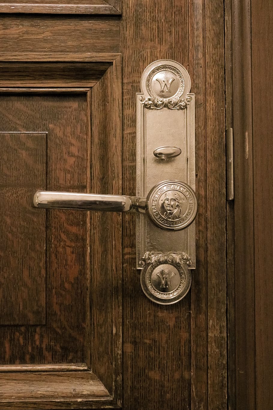 gray, metal door knob, door, door handle, handle, entrance, lock, wooden, wood, metal