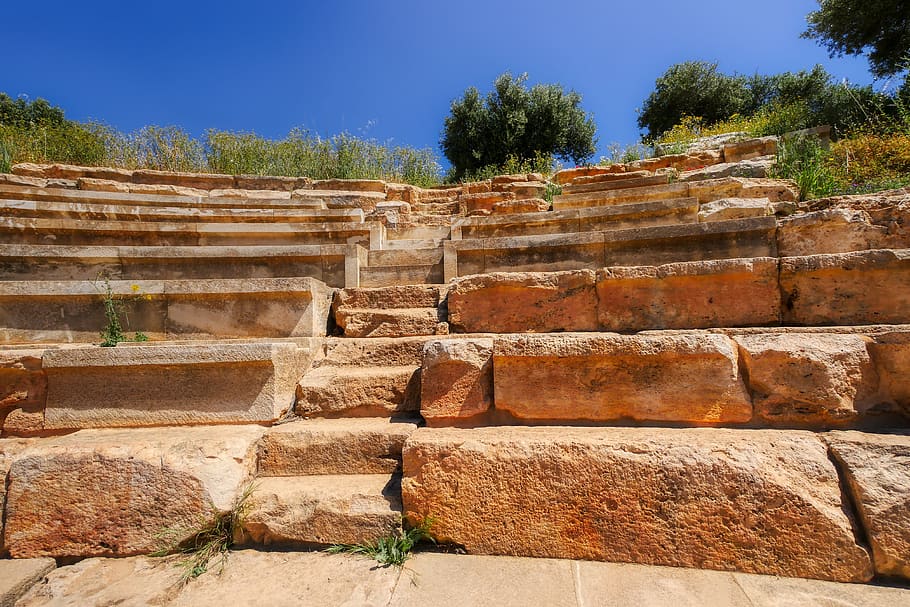atrium, theater, antiquity, roman, greek, crete, greece, aptera, history, tourism