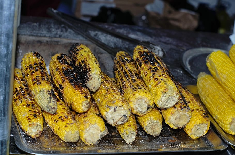 baked corn, street food, salted corn, food, food and drink, freshness, corn, retail, yellow, healthy eating
