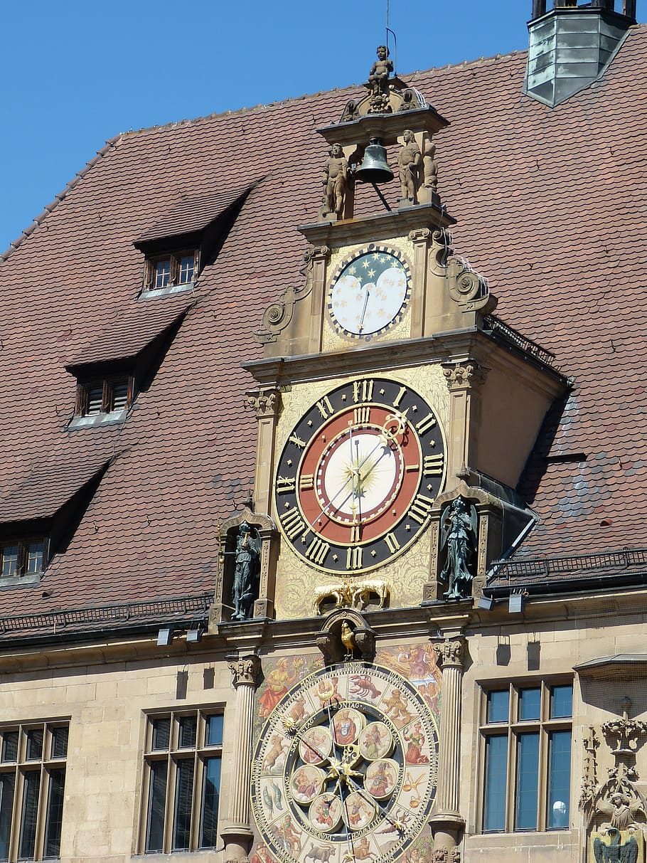 heilbronn, city, historically, old town, town hall, clock, time, astronomical, astronomical clock, hour