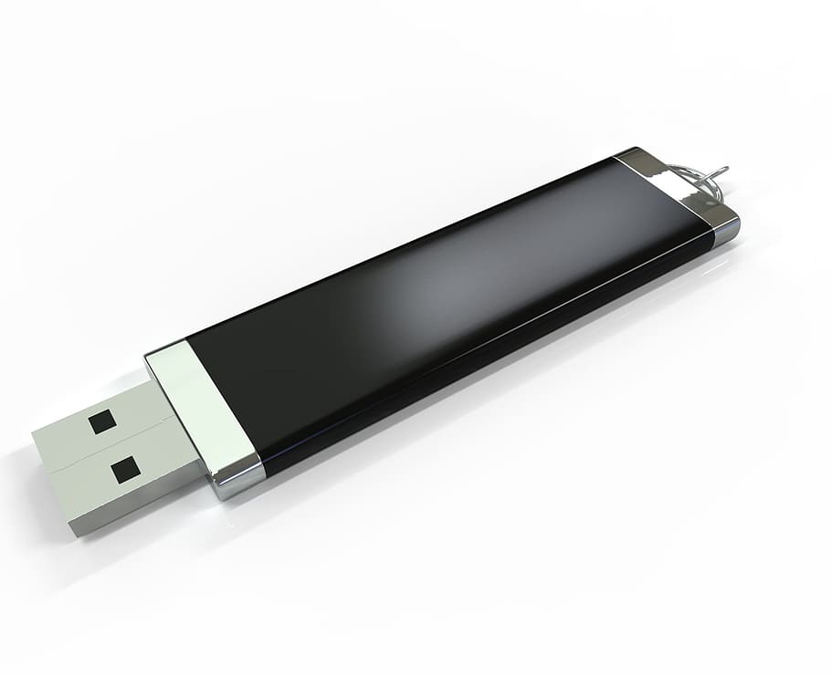 USB, 플래시 드라이브, 검은 색, 컴퓨터, 이동식, 과학 기술, 흰색 배경, 무선 기술, 통신, 복사 공간