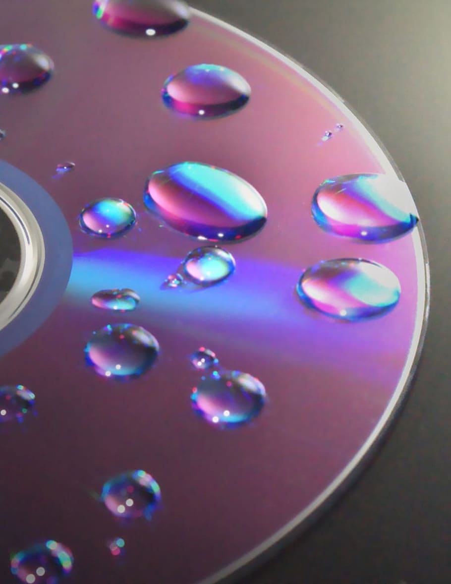 DVD, CD, Disco, Gota, Água, gotículas, molhado, dados, brilhante, reflexivo