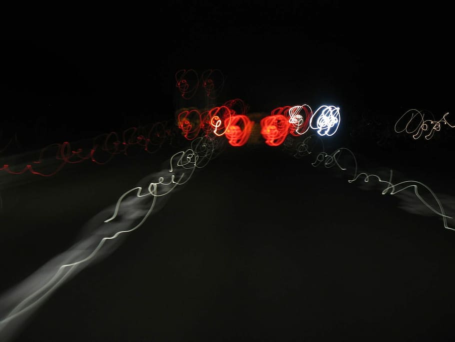 Motorway, Freeway, Highway, Traffic, way, night, lights, red, black background, close-up