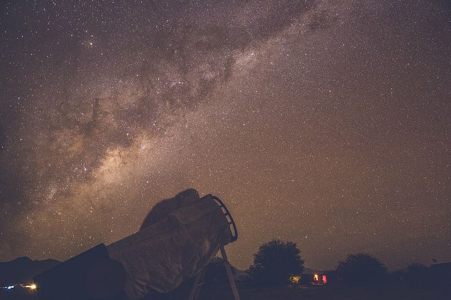 milky, way galaxy, night time, low, angle, photography, stars, golden, hour, galaxy