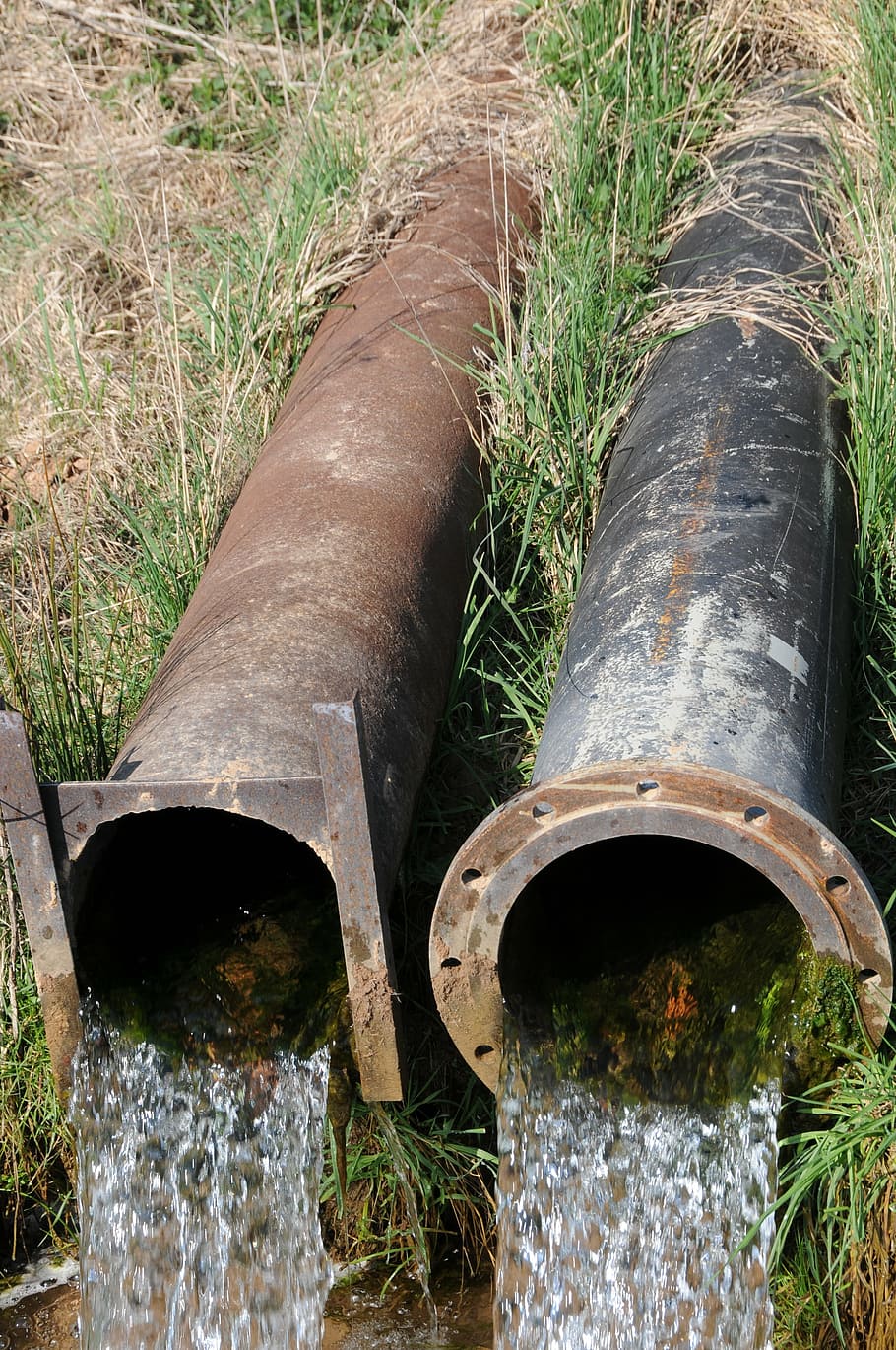 tubos, água, inoxidável, drenagem, fluente, metal, dreno, tubo - tubo, agua, natureza