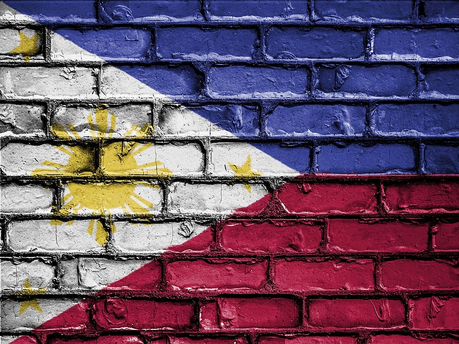 필리핀 국기 테마 벽, 깃발, 배너, 국가, 상징, 국가의, 애국 심, 애국자, 애국심, 벽