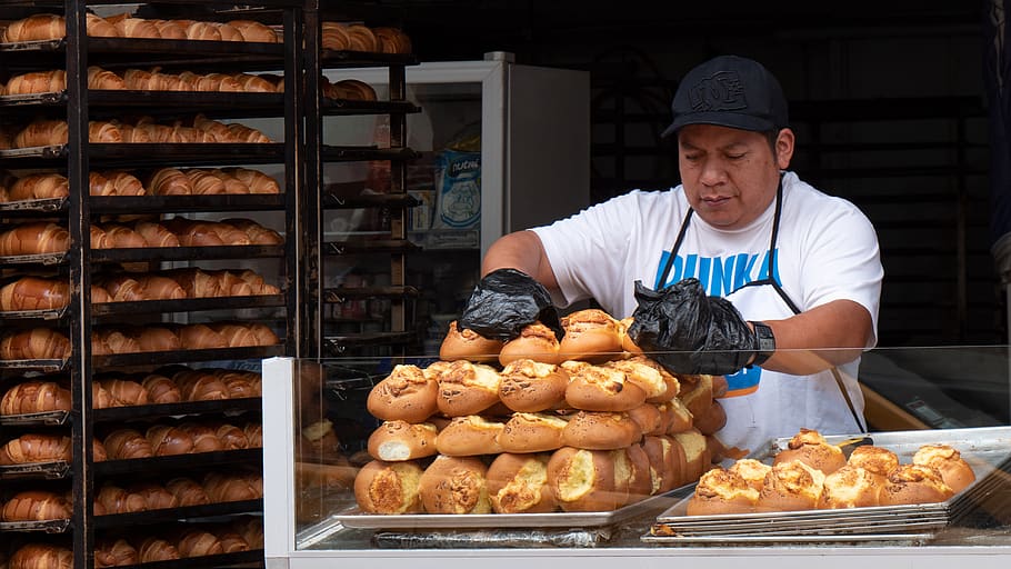 Ecuador, panadero, venta ambulante, distribuidor, rollo, comida y bebida, comida, tienda, pan, ocupación