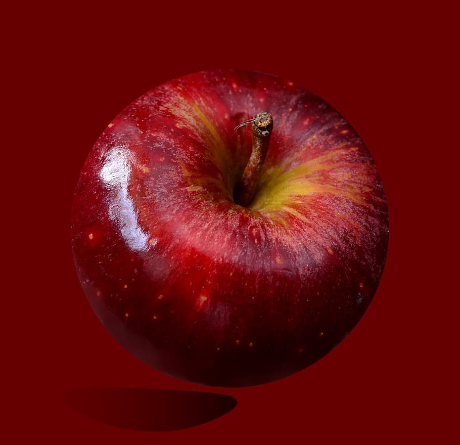 maçã vermelha, fruta vermelha, brilhante, maçã, vitaminas, maduro, alimentação saudável, fruta, comida e bebida, vermelho