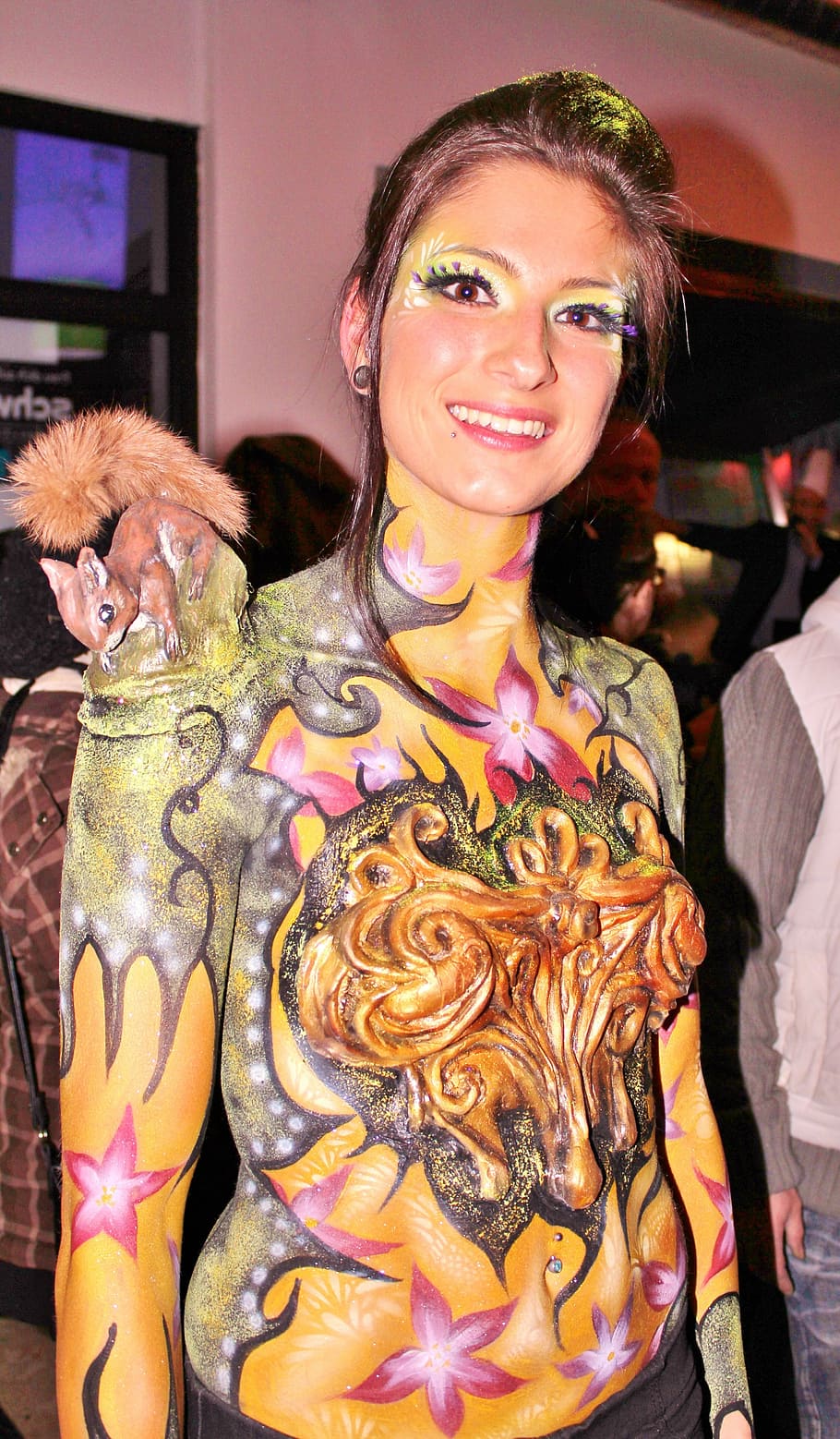 body painting, painting, magical, artists, beautification, artwork, portrait, smiling, women, looking at camera