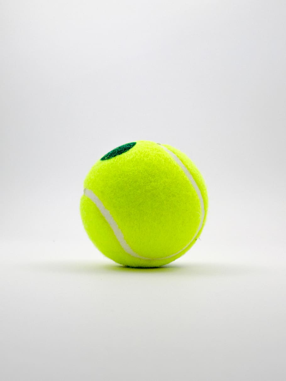 bola, tenis, olah raga, kuning, peralatan, permainan, studio shot, bola tenis, olahraga, objek tunggal