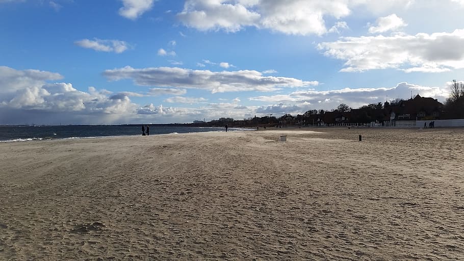 sea, sand, beach, the baltic sea, summer, landscape, clouds, poland, sky, calm sea