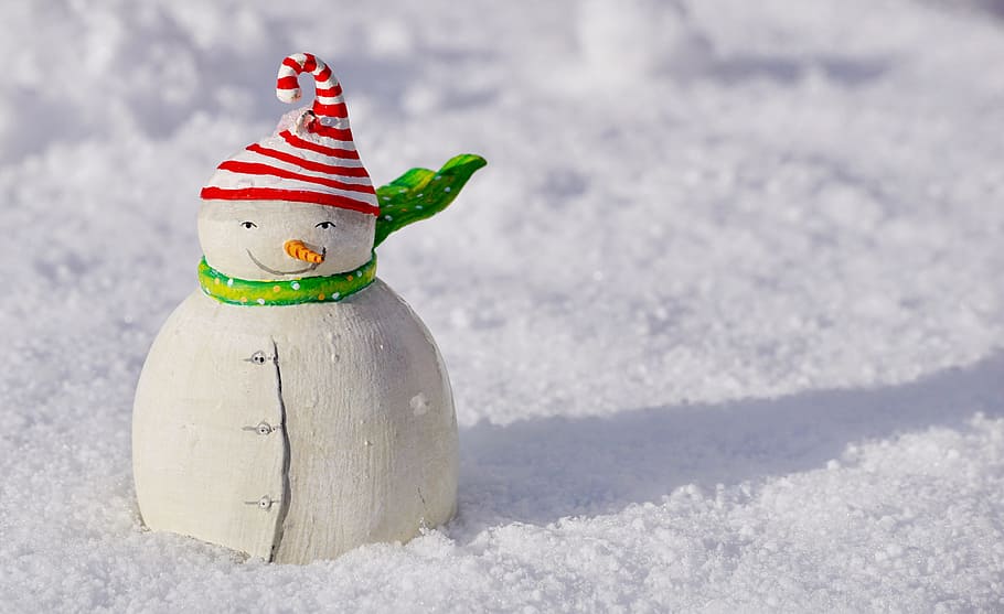 white, snowman, snow, daytime, snow man, winter, cold, wintry, greeting card, fun