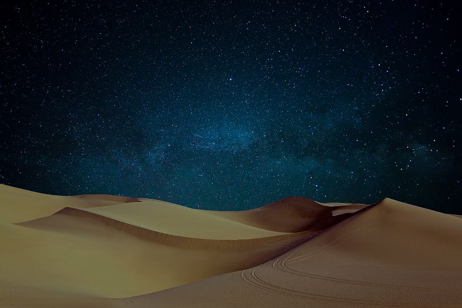desierto, noche, noche estrellada, estrellas, paisaje, naturaleza, cielo, universo, escénico, oscuro