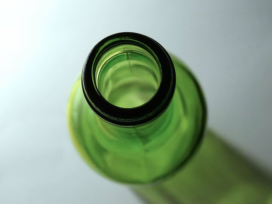 bottle, bottle opening, bottleneck, glass, opening, transparent, glass green, drink, alcohol, liquid