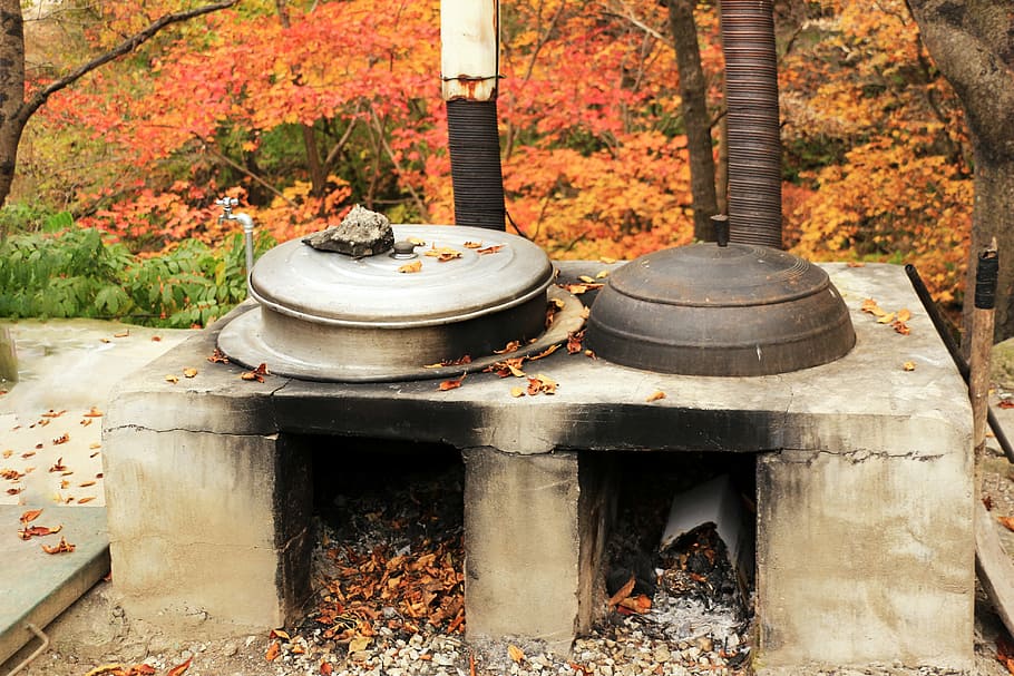 cauldron, rural landscape, rural atmosphere, republic of korea, autumn, nature, day, plant, change, metal