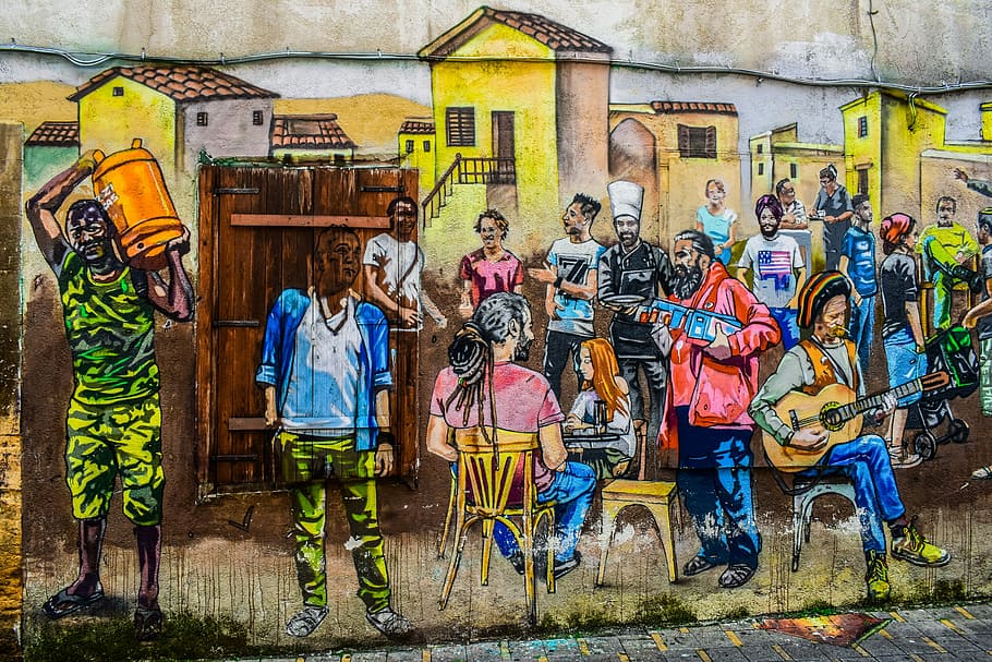 pintura de rua, grafite, rua, pessoas, cultura, imigração, cidade, urbano, arte, lefkosia