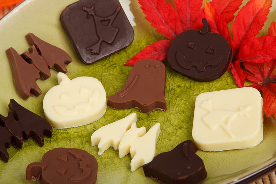 chocolate en placa, otoño, marrón, dulces, chocolate, alimentos, diversión, halloween, feriado, icono
