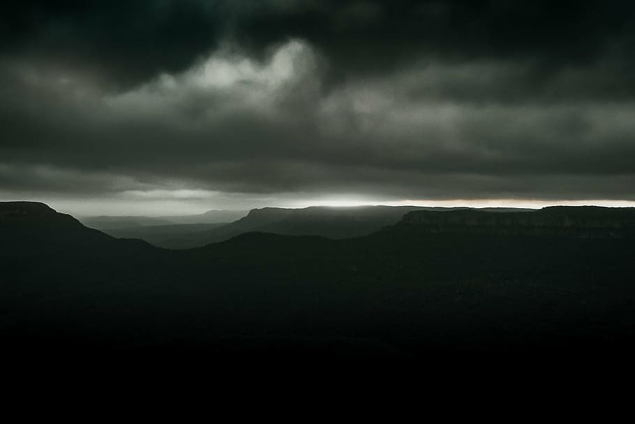 gray, cloudy, sky scenery, scale, photography, mountain, clouds, highland, summit, peak
