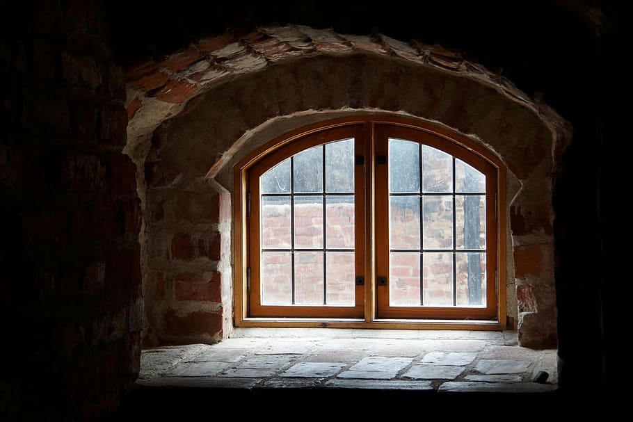 clear, side-by-side, door, showing, closed, the window recess, window boxes, castle window, old, milijöö