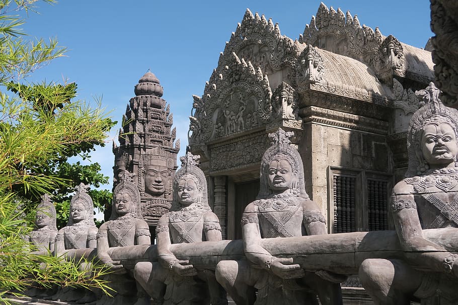 Temple, Ko Phangan, Thailand, statue, stone material, travel destinations, sculpture, carving - craft product, history, religion