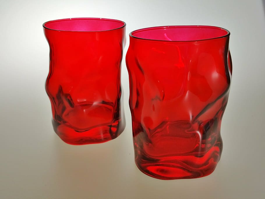 vaso, bebida, rojo, agua, sed, en el interior, foto de estudio, vidrio, transparente, primer plano