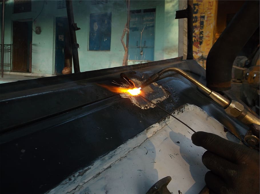 torch, welding, flame, repair, work, labour, industrial, burning, heat - temperature, fire
