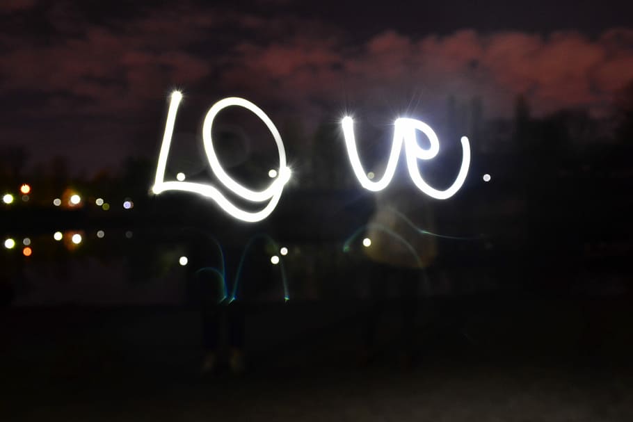 Love, Night, Light, Inscriptions, night, light, illuminated, neon, text, outdoors, communication