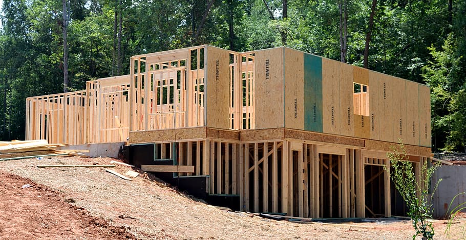rumah baru, konstruksi, kayu, rumah, perkebunan, baru, arsitektur, perumahan, bangunan, hipotek