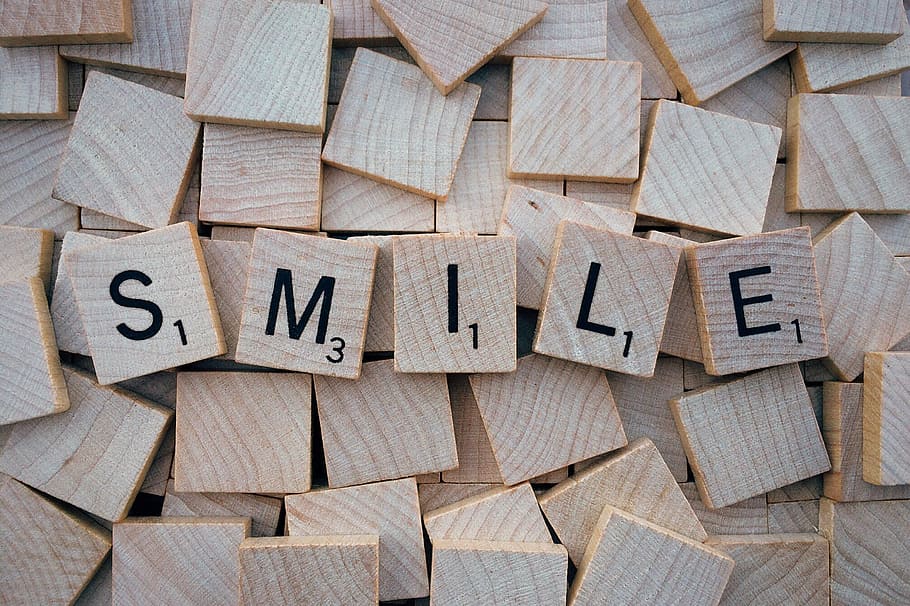 smile signage, smile, word, letters, scrabble, wood - material, large group of objects, communication, full frame, indoors